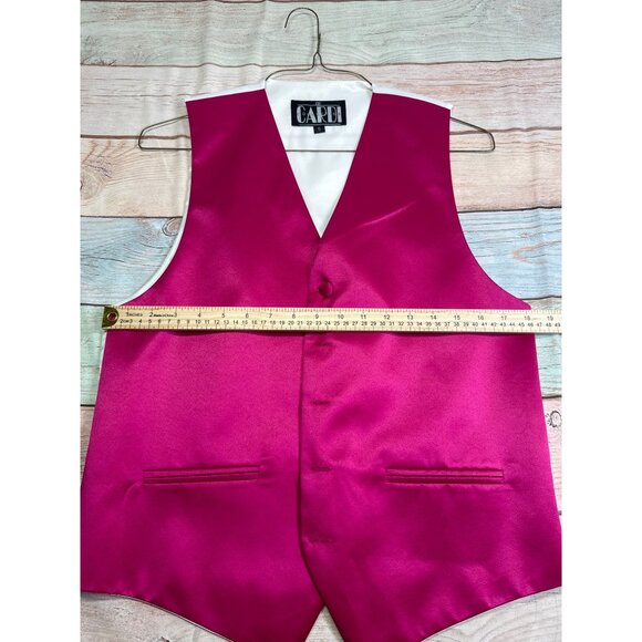 Cardi Collection Mens S Satin Vest Magenta White Adjustable Formal Wedding - Picture 8 of 8